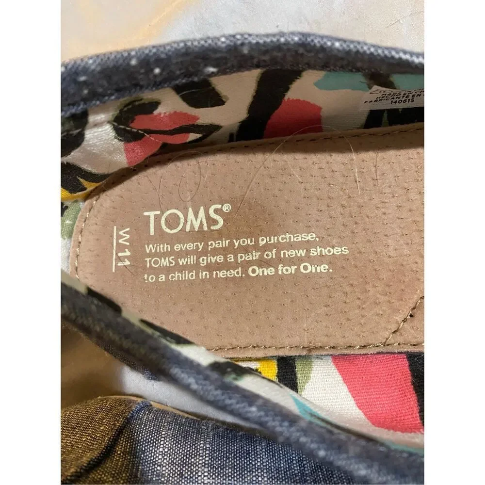 Tom’s women’s classic Alpargata chambray slip on shoe flat 11